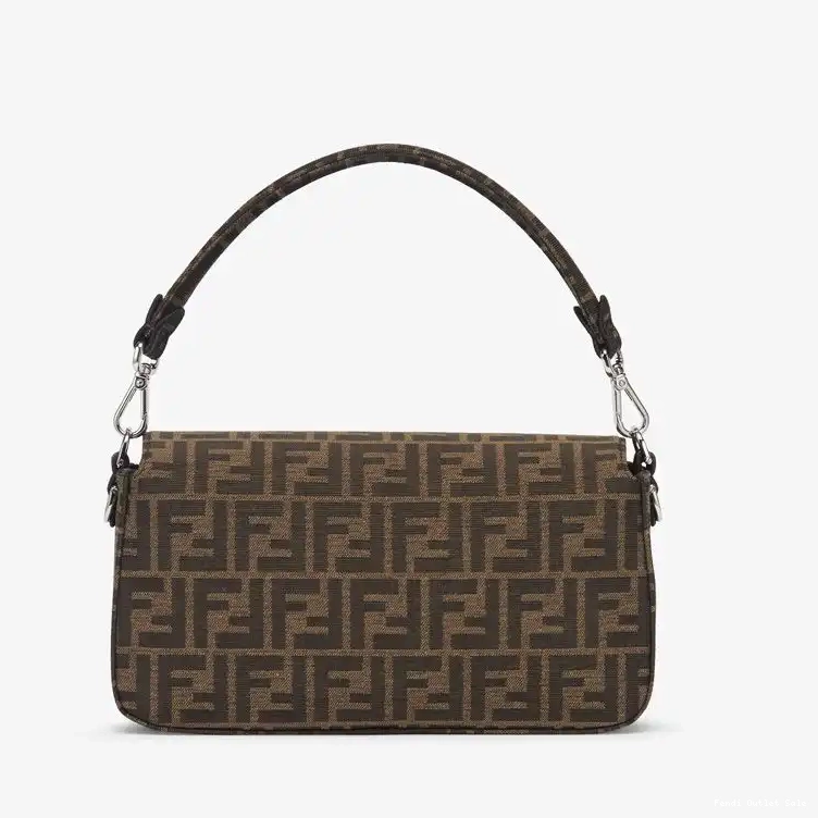 Cheap In Yellow Dragon Pokmon Baguette Motif Medium Brown Fabric FF Fendi Bag 0430